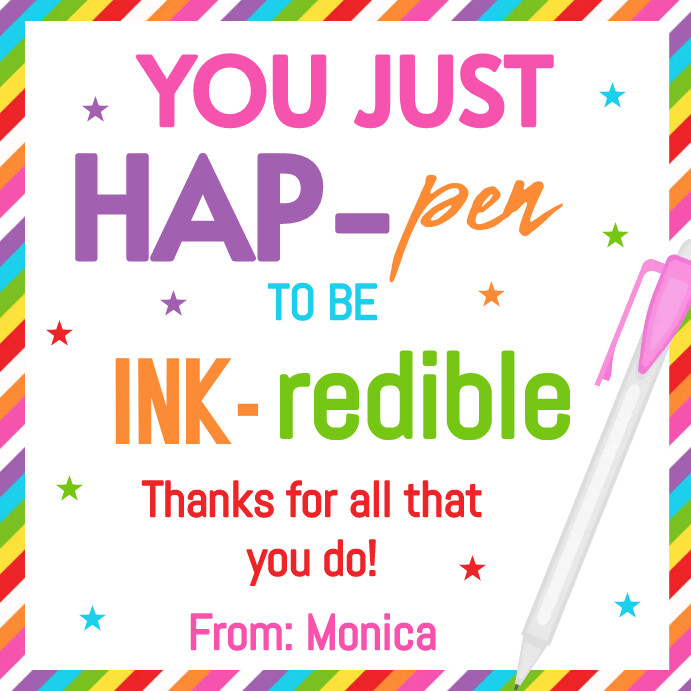 Teacher Appreciation Pen Tag Templat | PosterMyWall