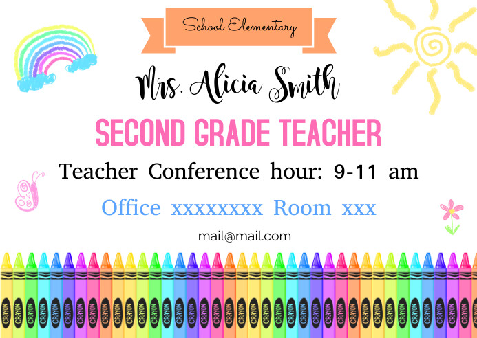 Teacher Contact Card Templates, Back to Schoo A6
