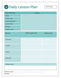 Lesson Guide Sample Poster Daily lesson plan Template | PosterMyWall