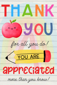 Teacher THANK YOU Card PRINTABLE Banner 4' × 6' template