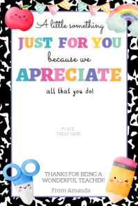 Teacher Thank You Gift Card Banner 4' × 6' template