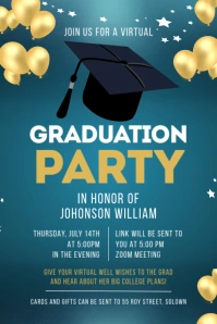 Teal and gold graduation banner template