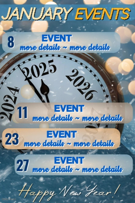 January Event Days Teal/Gold List-Based January Events Poster Template | PosterMyWall