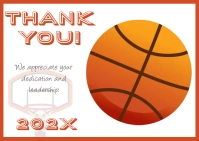Team Thank You Card for Basketball Coach, A6 template
