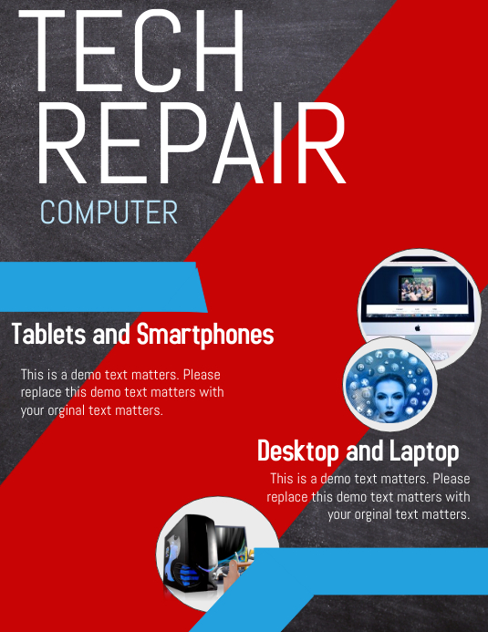 Red Tech Computer Repair Flyers Template | PosterMyWall