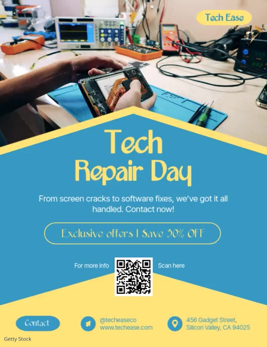 Small Day Tech Tech repair day vertical flyer template | PosterMyWall