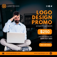 黑色 Logo Design Promotion Instagram Post Template