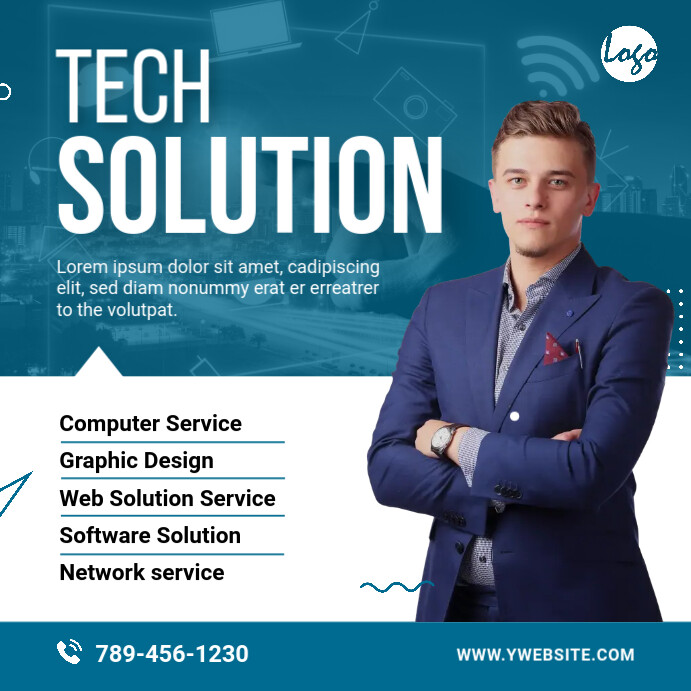 Tech Solution Services Banner Ad Template | PosterMyWall