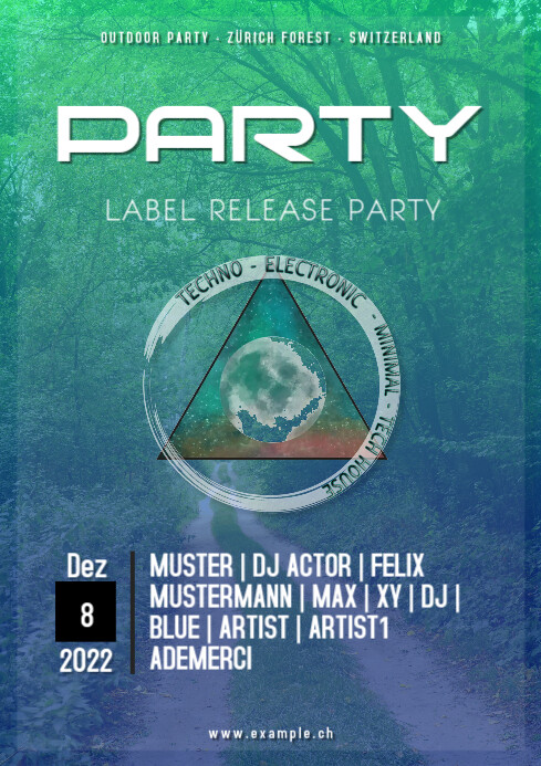 Teletech Label Rave Techno House Minimal Electro Label Release Party DJ Flyer Template ...
