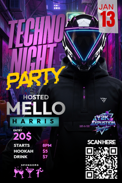 Techno Night DJ Party Flyer Template | PosterMyWall