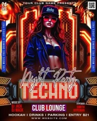 Techno Night Party Flyer Instagram Portrait template