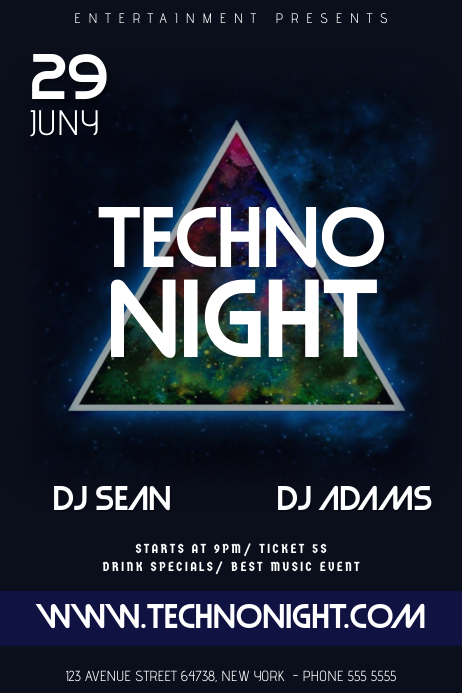 Techno Night Party Flyer Template Techno Night Party Flyer Template