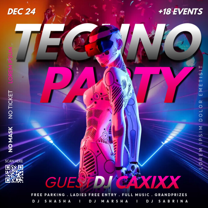 Techno Party Template | PosterMyWall