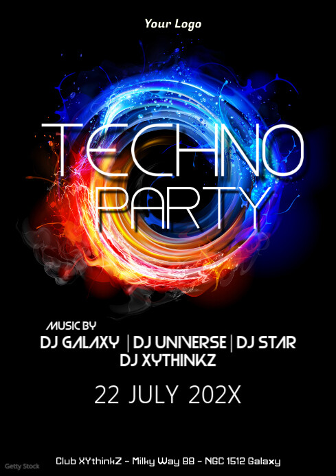 Techno Party Electronic Deep House Music Even Template | PosterMyWall