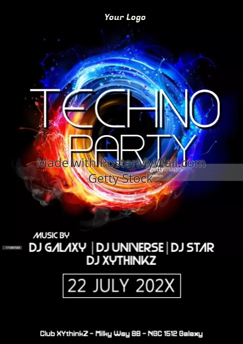 Techno Party Electronic Deep House Music Event Party Ad Template ...