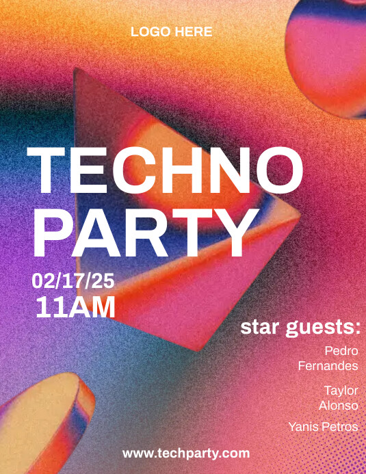 Pink Techno Party Flyers Template | PosterMyWall