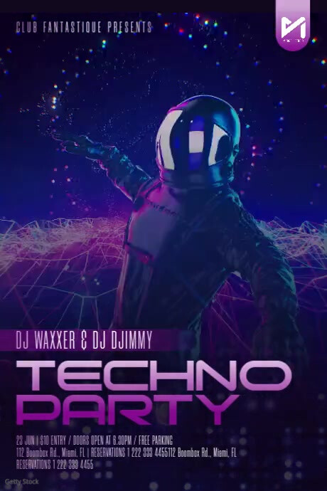 Techno Party Flyer Poster Video Ad Template | PosterMyWall