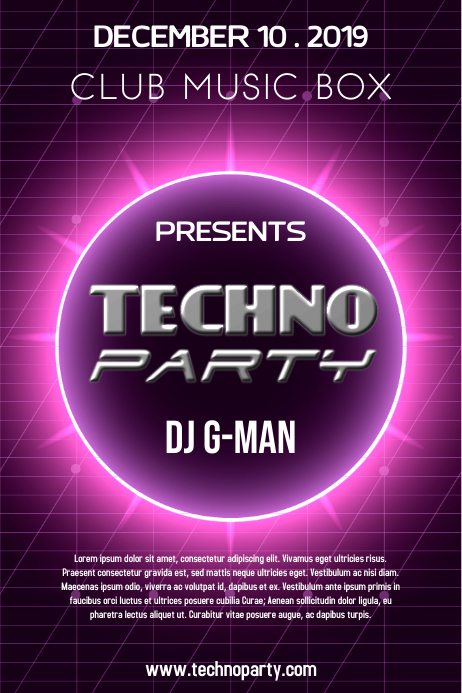 Purple Techno Party Posters Template | PosterMyWall