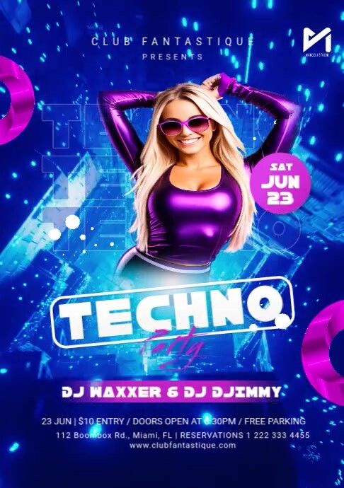 Techno Party Flyer Template | PosterMyWall