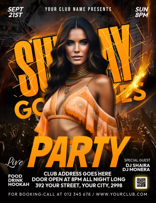 Techno Party Poster Volantino (US Letter) template