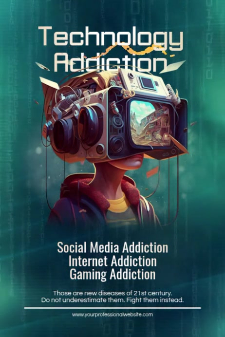 Technology Internet Addiction Video Poster Template | PosterMyWall