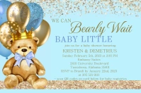 Teddy Bear Baby Boy Shower Invitation Etykieta template