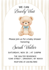 Teddy Bear Baby Shower Invitation A4 template