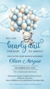 Teddy Bear Boy Baby Shower electronic 61-7c Template | PosterMyWall