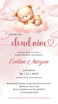 Teddy Bear Girl Baby Shower electronic 164b Digital Display (9:16) template