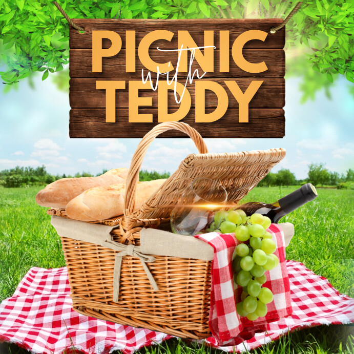 teddy bear picnic Publicação no Instagram template