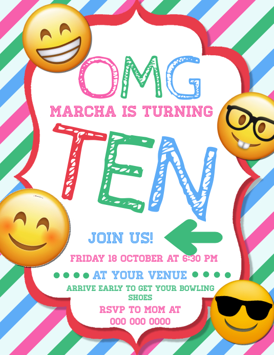 Modele Teen Emoji Anniversaire Invitation Postermywall Modele Teen Emoji Anniversaire Invitation Postermywall