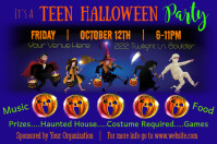 Bleu Teen Halloween Party Плакат Template