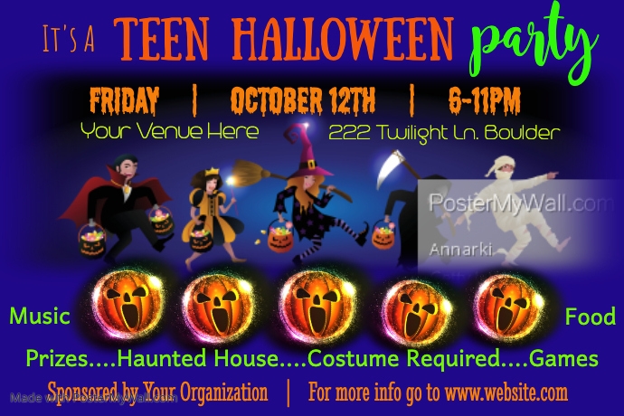 teen halloween party flyer template postermywall halloween dance flyer templates