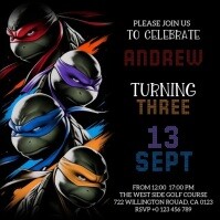 teenage mutant ninja turtles birthday invite template Square (1:1)