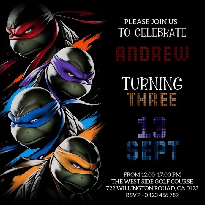 Teenage Mutant Turtles Invitations Templates