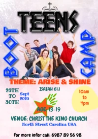 TEENS BOOK CAMP CHURCH FLYER A6 template