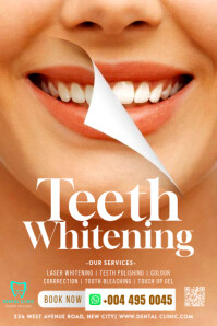 Teeth whitening cosmetic dentistry dental services social media promotion printable poster template Póster