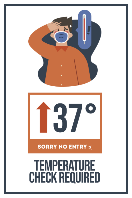 Temperature check required sign poster Template | PosterMyWall