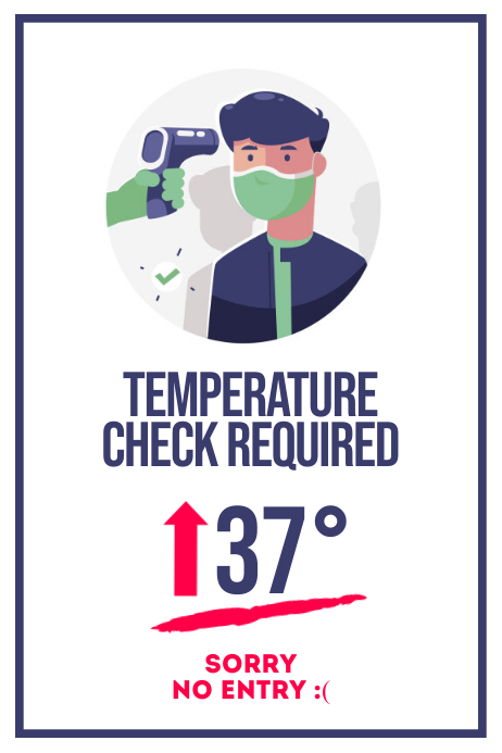Temperature check required sign poster Template | PosterMyWall
