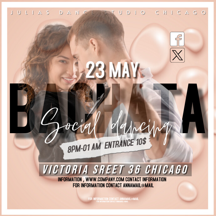 template bachataa social dancing (5) Instagram Post