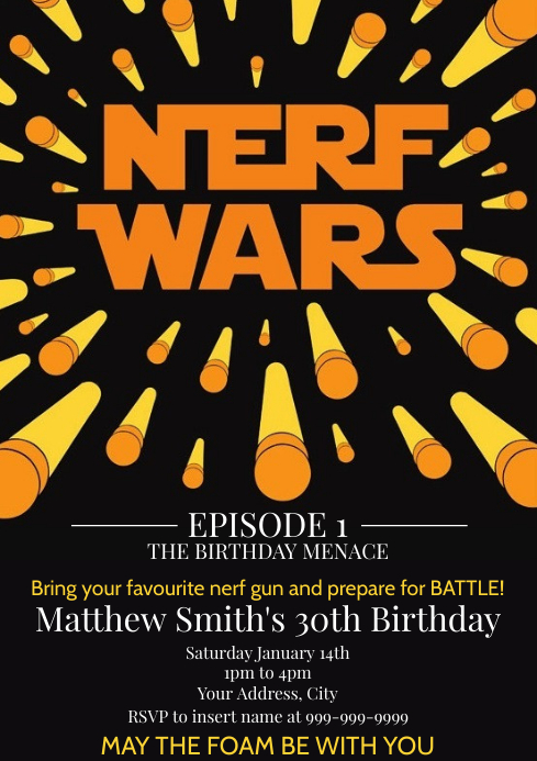 Template Birthday Nerf Wars Postermywall