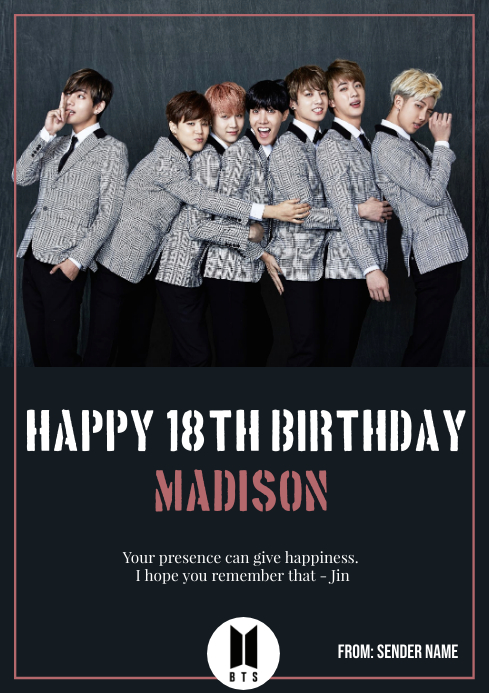 template bts birthday card postermywall