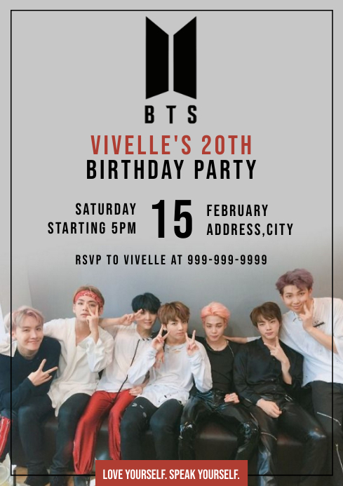 Copy Of Template Bts Birthday Party Postermywall