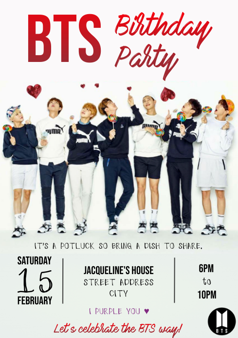 Template Bts Birthday Party Postermywall