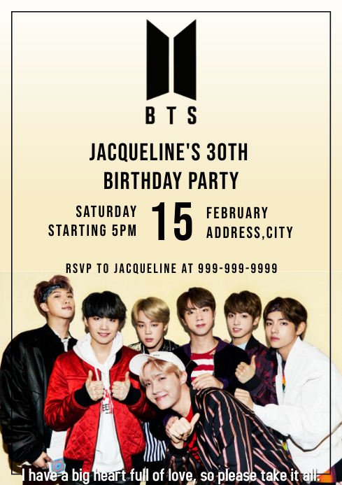 Template Bts Birthday Party Postermywall