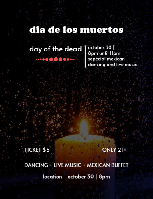 Template Design Dia De Los Muertos  Pamflet (letter As) ใบปลิว (US Letter)