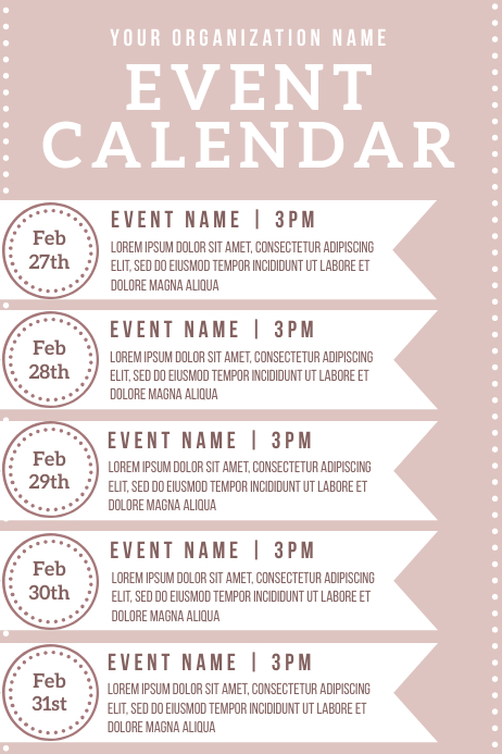 Event Calendar Poster Template event calendar | PosterMyWall