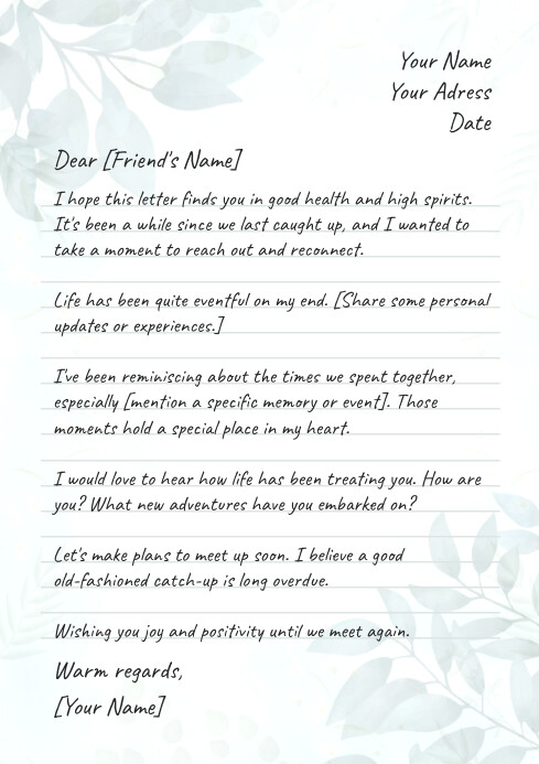 Template for a Letter to a Friend | PosterMyWall
