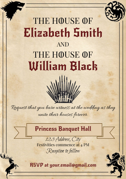 Template Game Of Thrones Wedding Postermywall