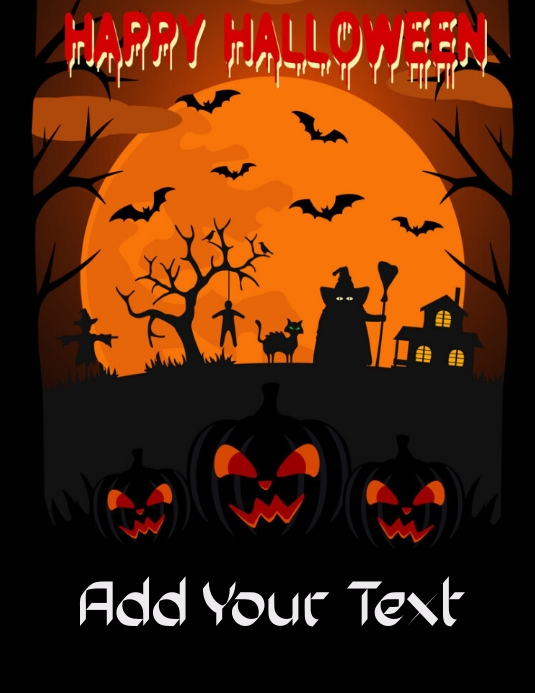 Template Happy Halloween Day Flyer & Design Ulotka (US Letter)